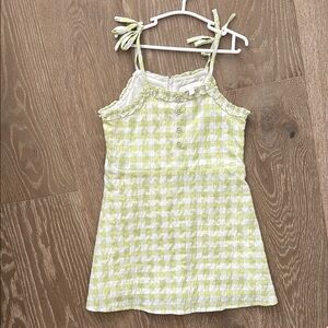 Lime and White Checkered Kids Dress
